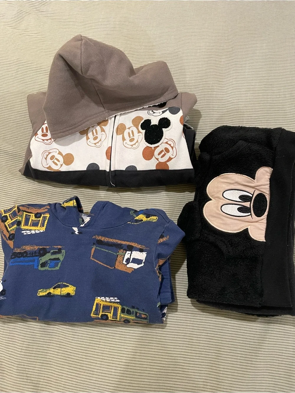 Carter's Mickey Mouse Hooded Sweatshirt Set in Black, Tan, Brown, Blue, Yellow
